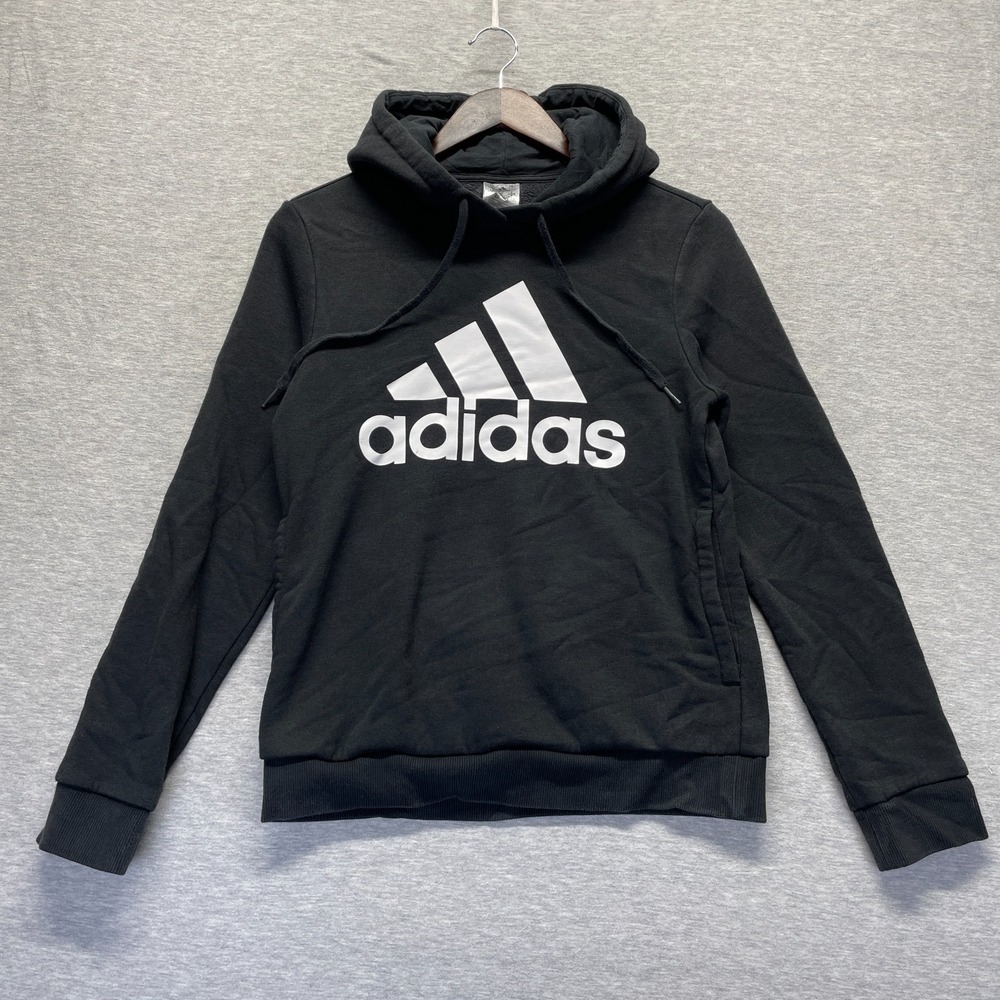 Adidas Badge of Sport‎ Hoodie Womens S Black Fleece Lined Gym Training Athletic